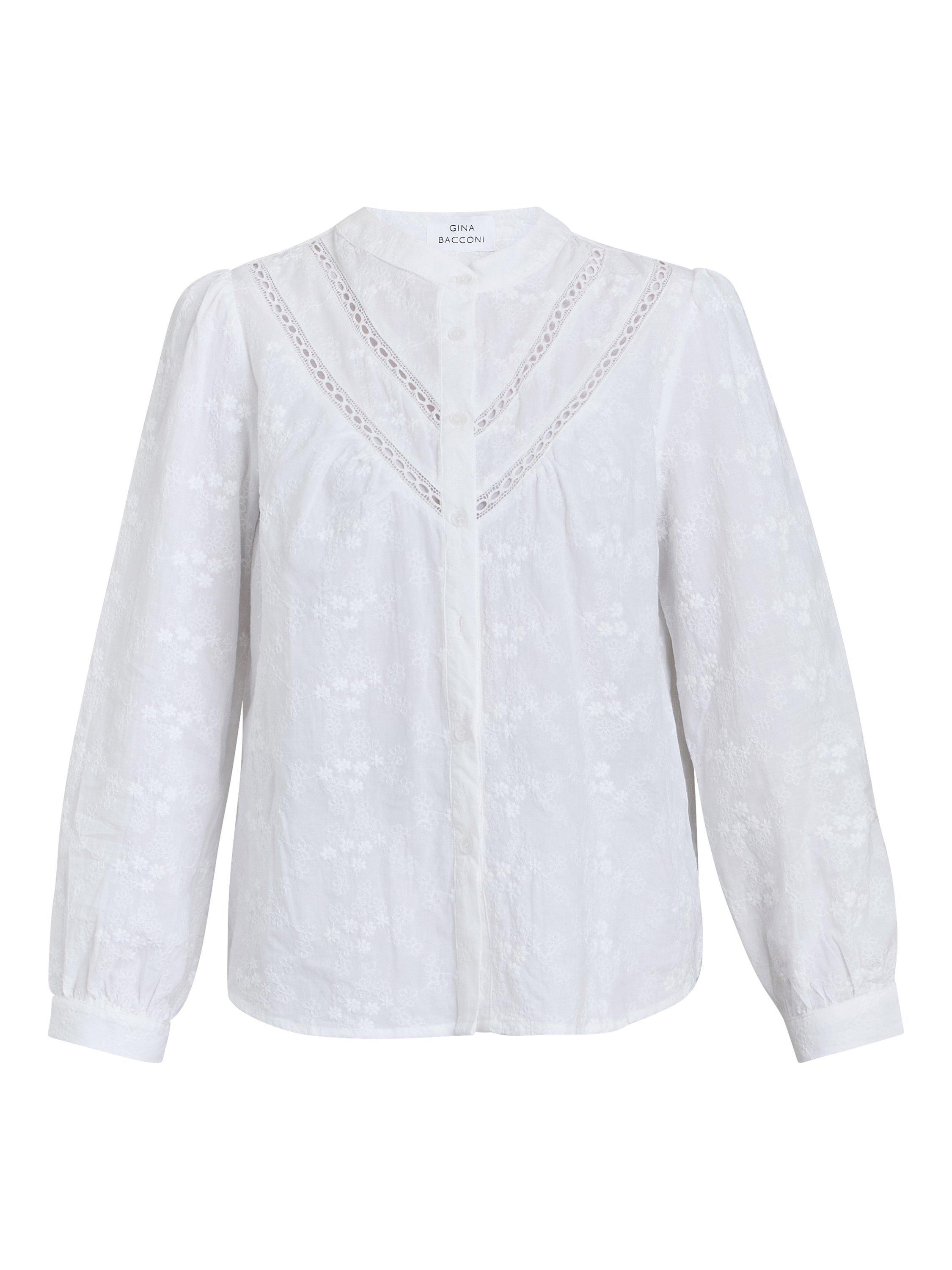 Product image 2 of 2, which shows Gina Bacconi Cindi Embroidered Shirt, White, S-M