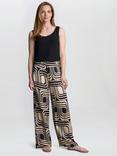 Gina Bacconi Quinn Abstract Wide Leg Trousers, Black/Beige