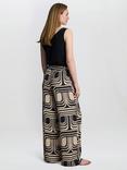 Gina Bacconi Quinn Abstract Wide Leg Trousers, Black/Beige