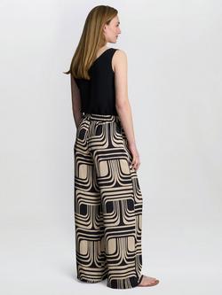 Gina Bacconi Quinn Abstract Wide Leg Trousers, Black/Beige - view 2, Black/Beige