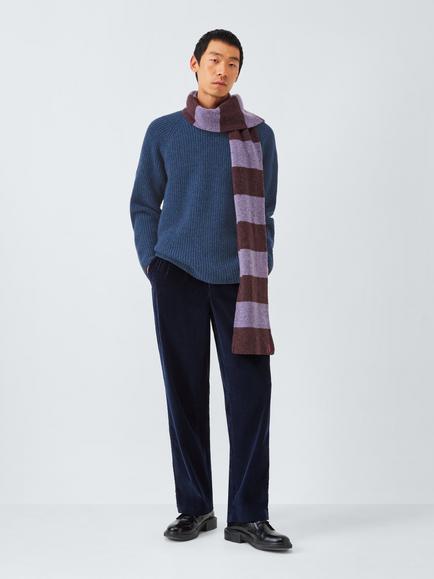 John Lewis Closed Loop Initiative Recycled Wool Crew Neck Ribbed Jumper - view 2, Denim
