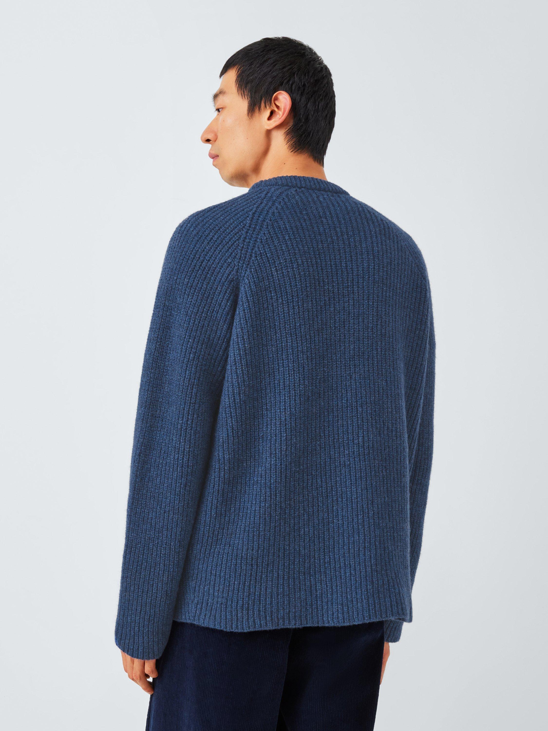 Product image 3 of 7, which shows John Lewis Closed Loop Initiative Recycled Wool Crew Neck Ribbed Jumper, Denim, XS