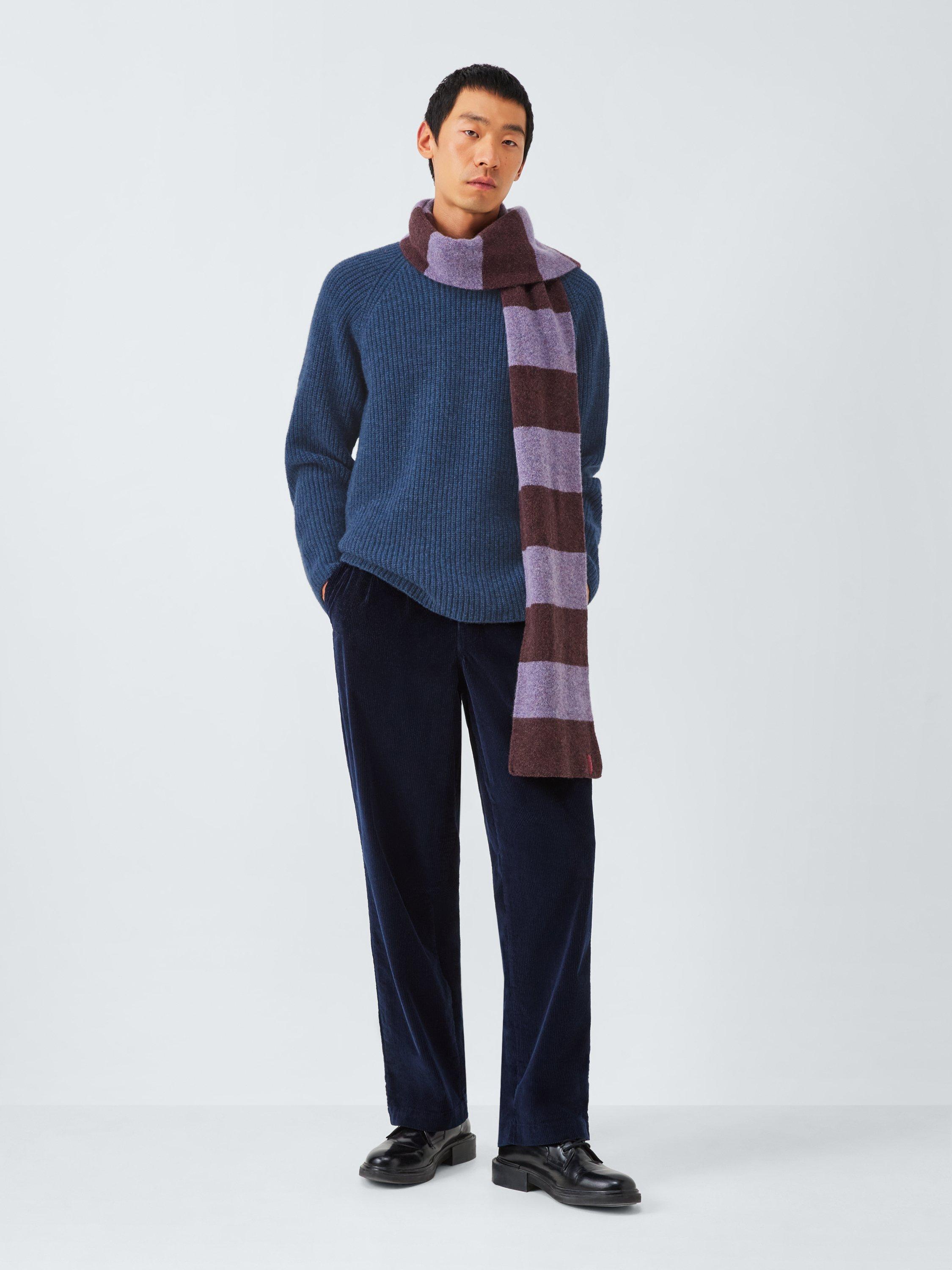 Product image 4 of 7, which shows John Lewis Closed Loop Initiative Recycled Wool Crew Neck Ribbed Jumper, Denim, XS