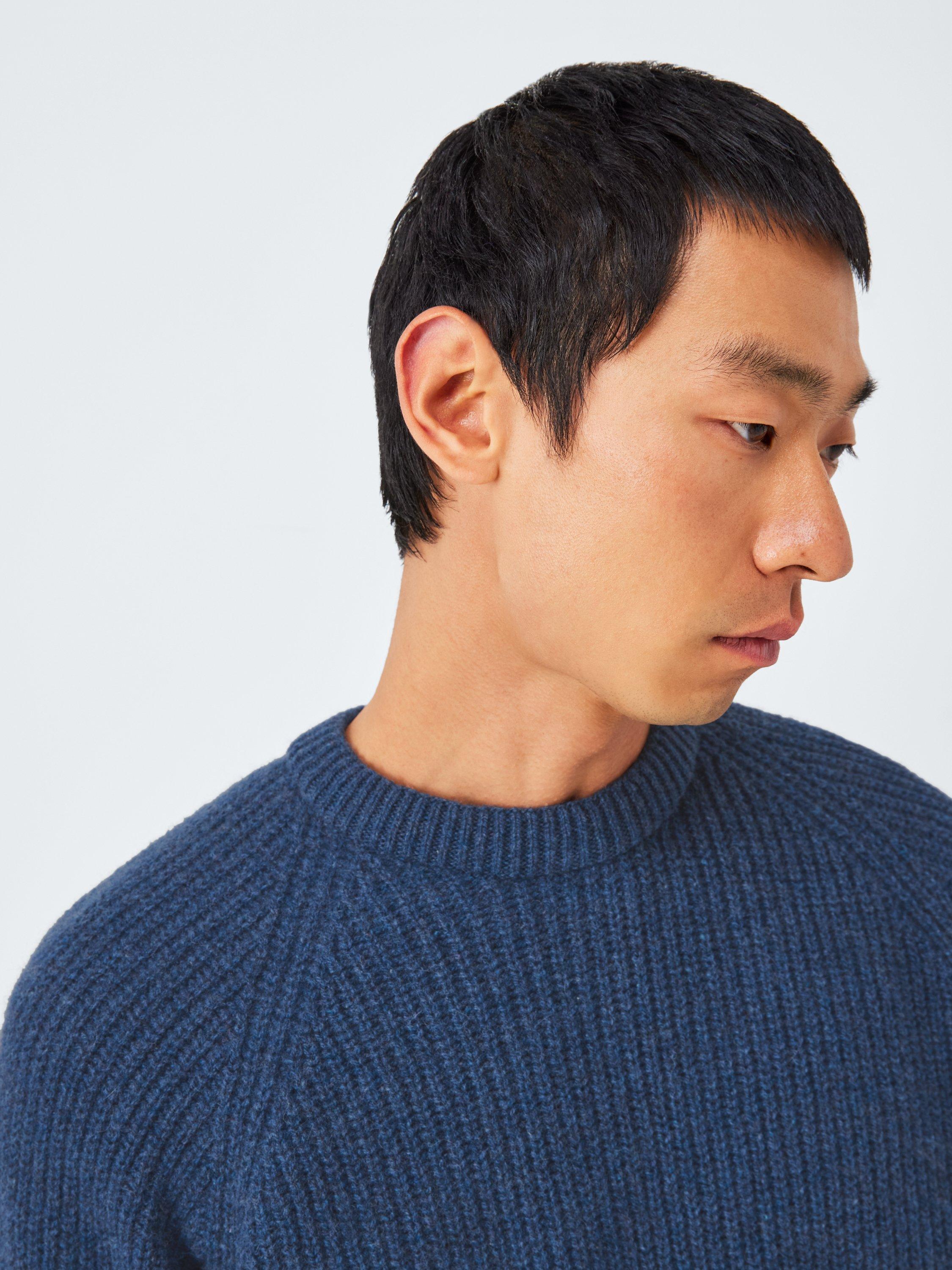 Product image 5 of 7, which shows John Lewis Closed Loop Initiative Recycled Wool Crew Neck Ribbed Jumper, Denim, XS