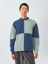 John Lewis Closed Loop Initiative Recycled Wool Crew Neck Colour Block Jumper