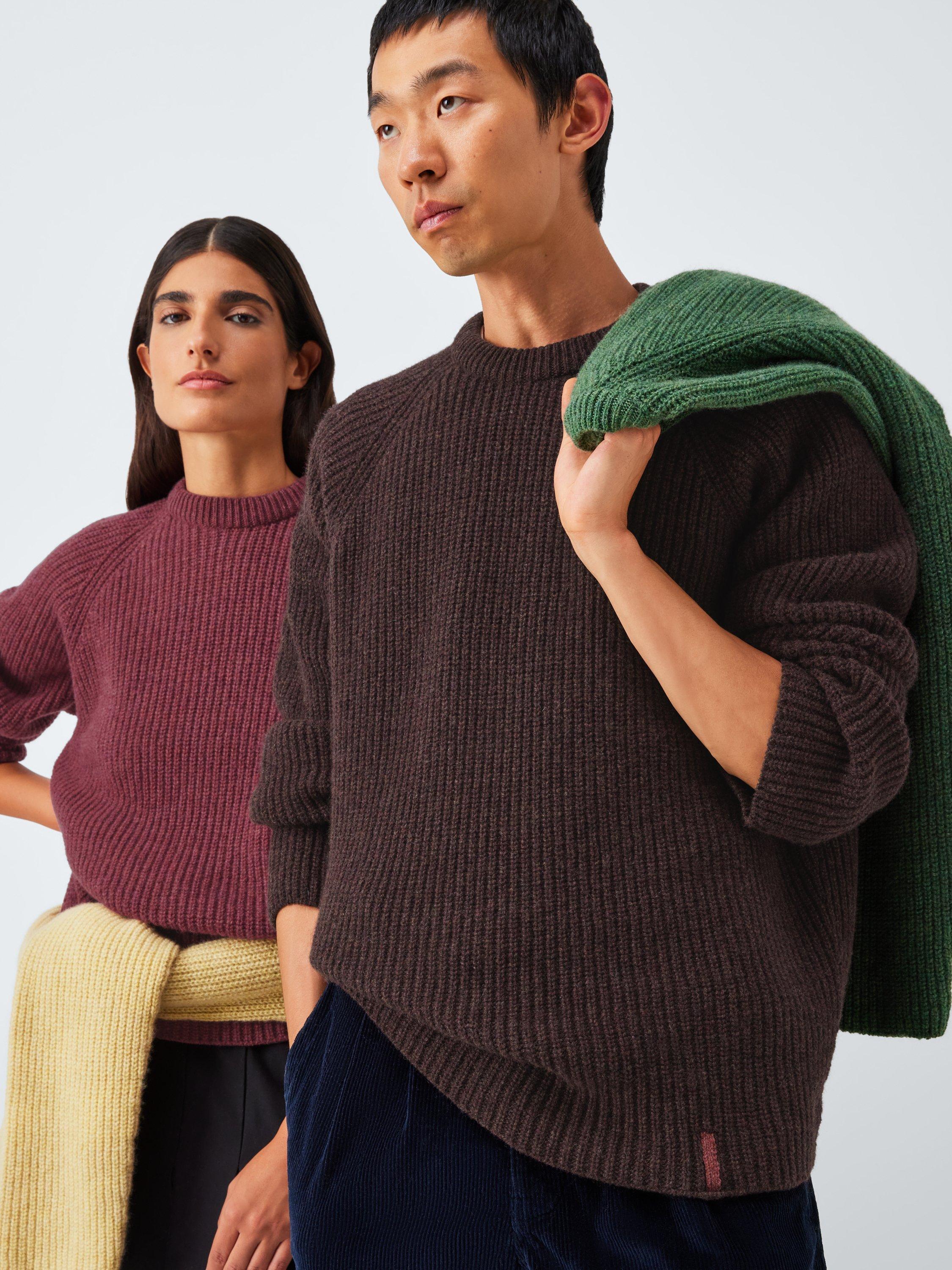 Product image 1 of 7, which shows John Lewis Closed Loop Initiative Recycled Wool Crew Neck Ribbed Jumper, Fig, XS