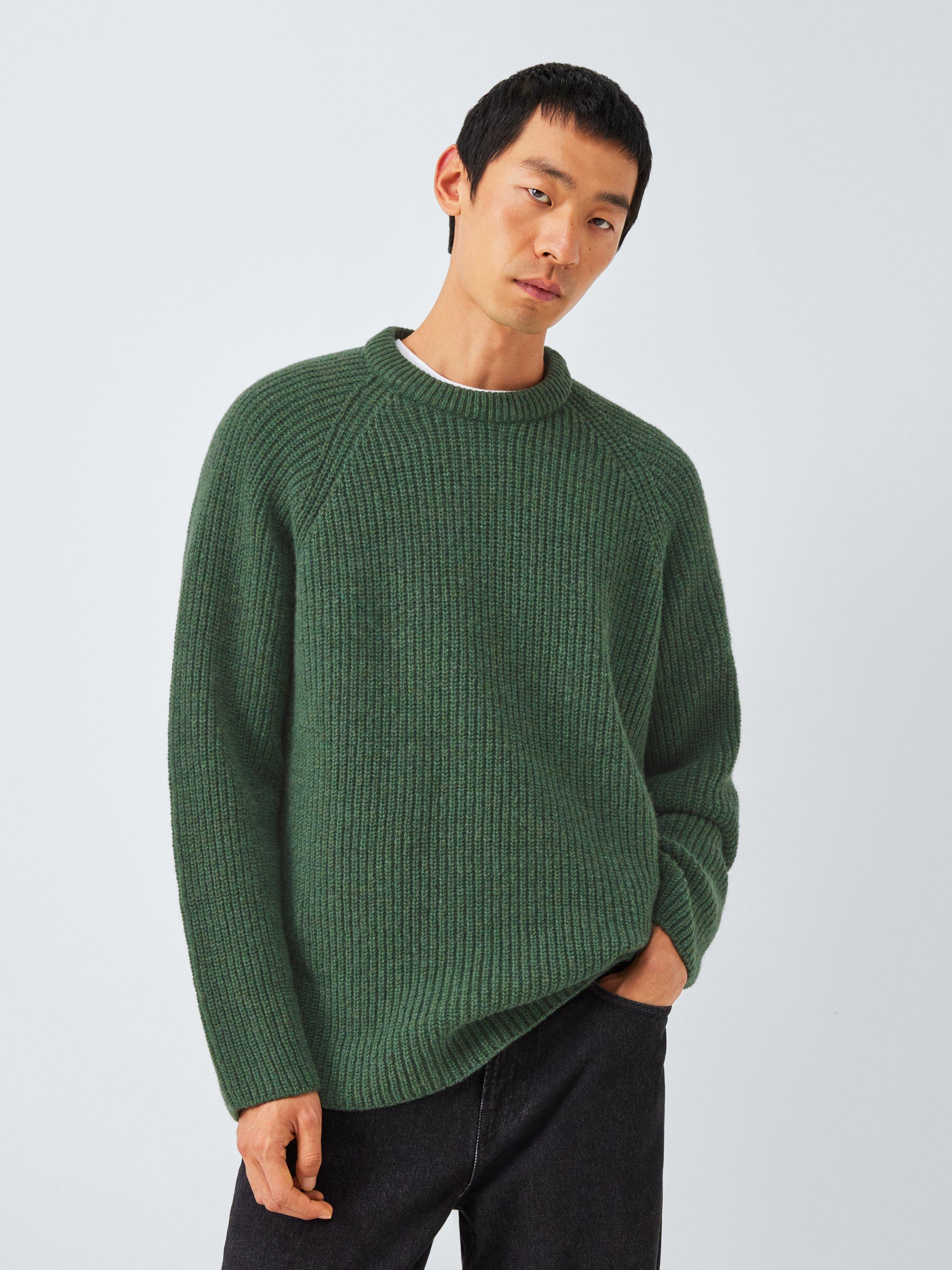 Product image 2 of 7, which shows John Lewis Closed Loop Initiative Recycled Wool Crew Neck Ribbed Jumper, Green, XS