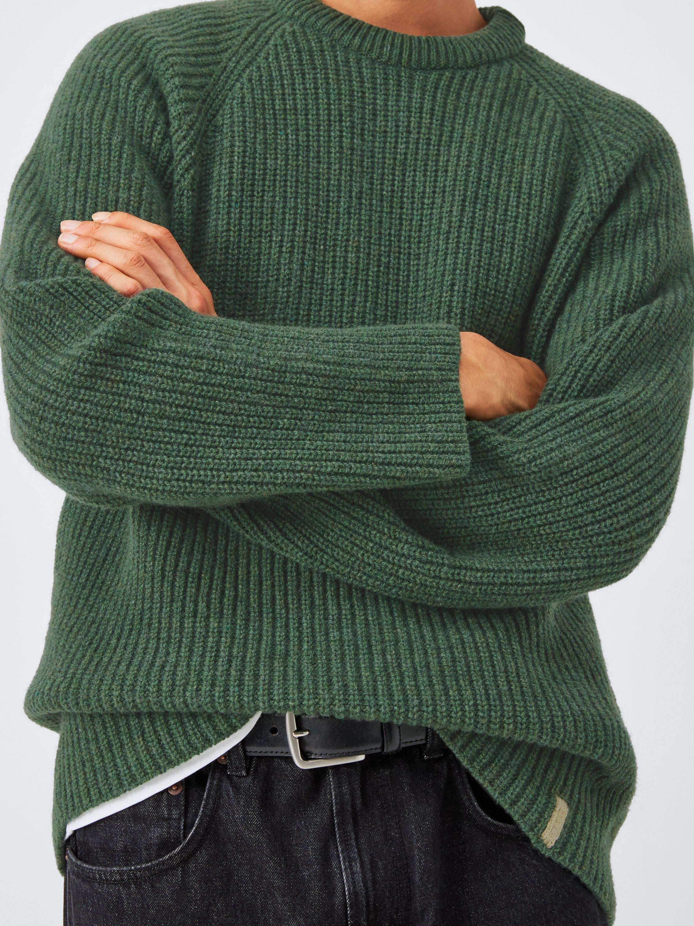 Product image 5 of 7, which shows John Lewis Closed Loop Initiative Recycled Wool Crew Neck Ribbed Jumper, Green, XS