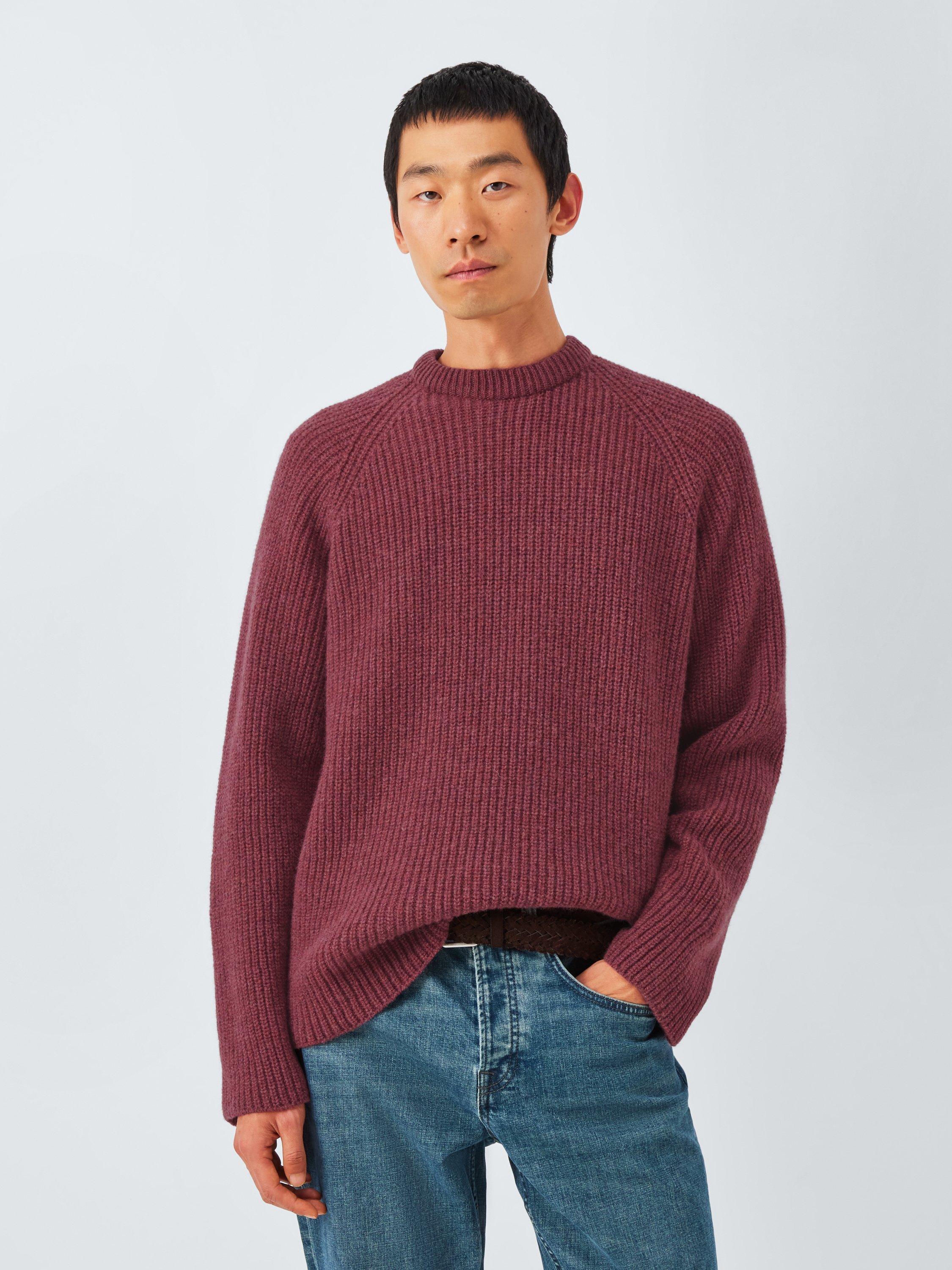 Product image 2 of 7, which shows John Lewis Closed Loop Initiative Recycled Wool Crew Neck Ribbed Jumper, Red, XS