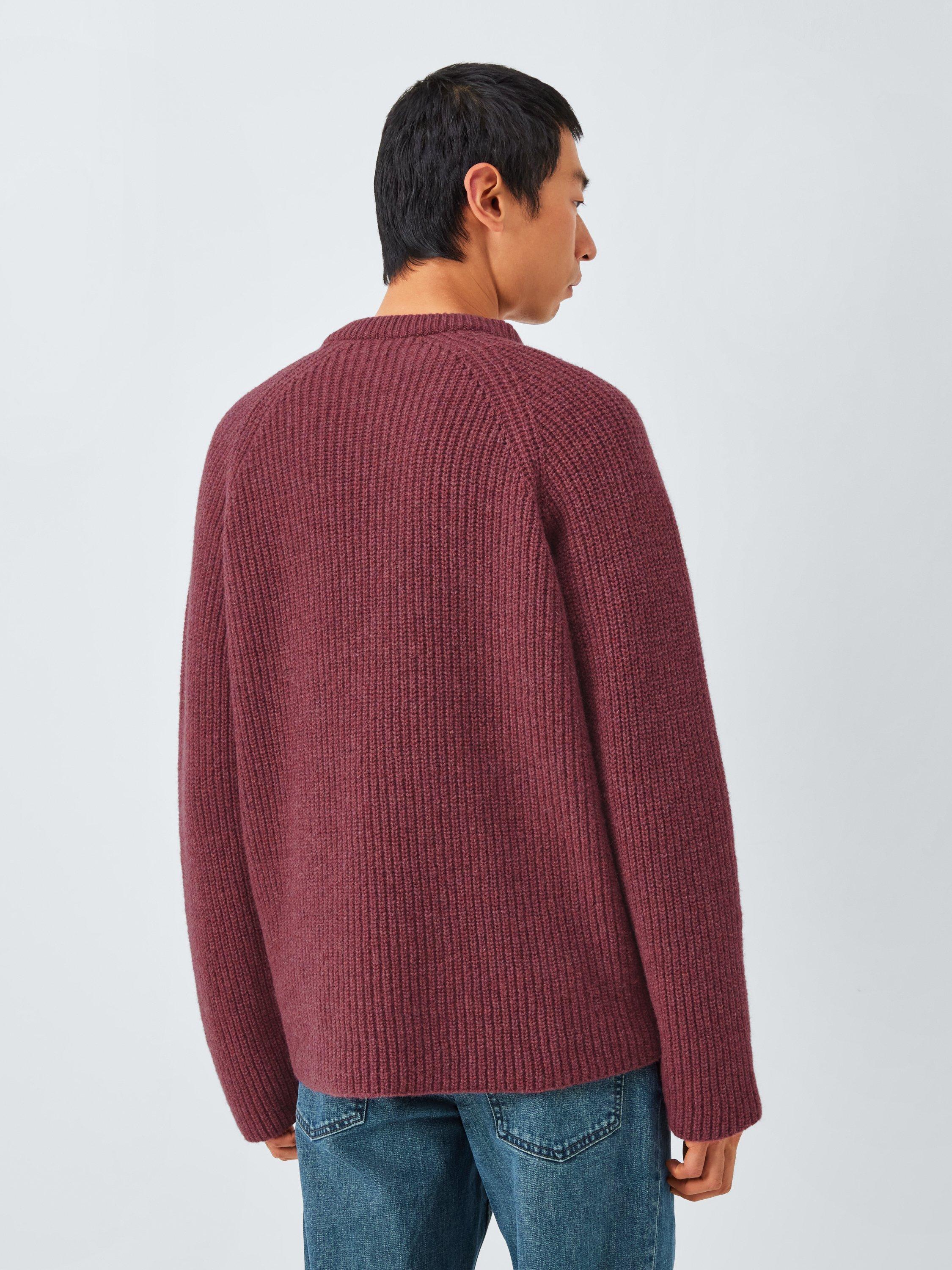 Product image 3 of 7, which shows John Lewis Closed Loop Initiative Recycled Wool Crew Neck Ribbed Jumper, Red, XS
