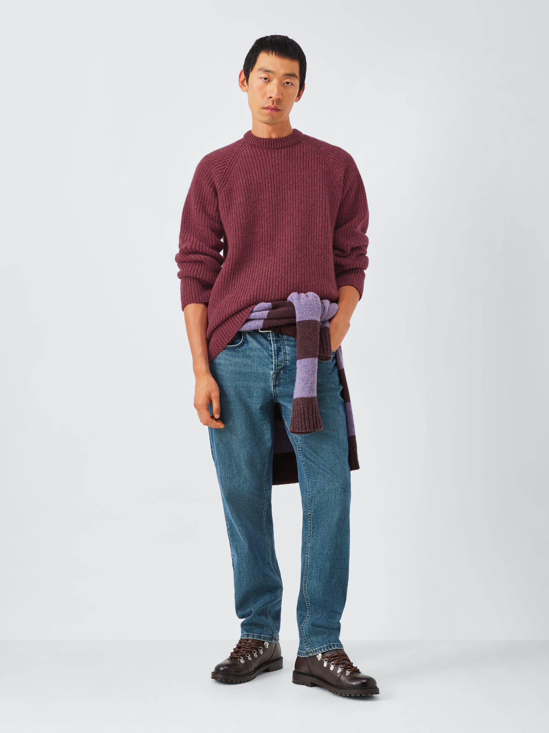 Product image 4 of 7, which shows John Lewis Closed Loop Initiative Recycled Wool Crew Neck Ribbed Jumper, Red, XS