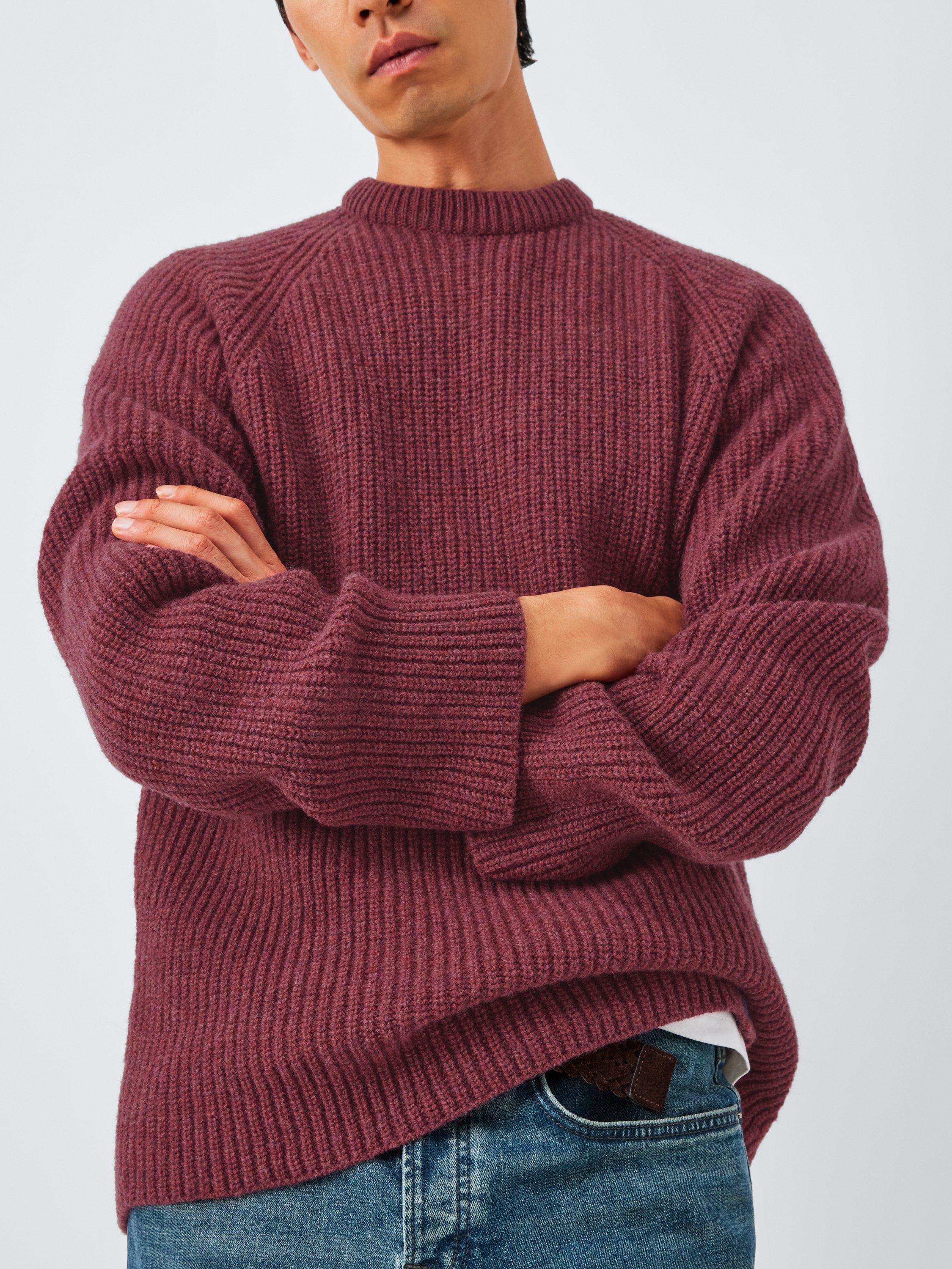 Product image 5 of 7, which shows John Lewis Closed Loop Initiative Recycled Wool Crew Neck Ribbed Jumper, Red, XS