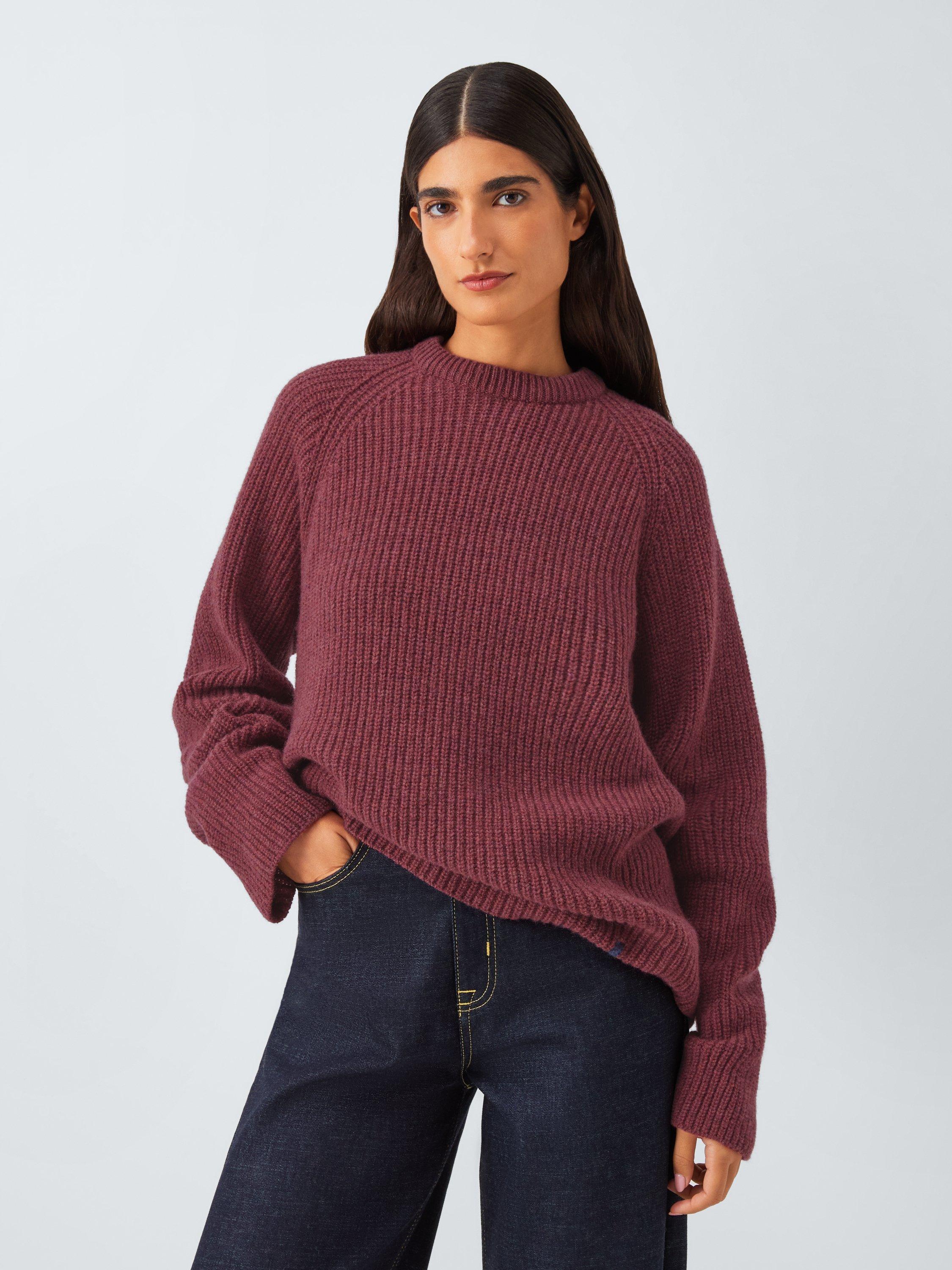 Product image 6 of 7, which shows John Lewis Closed Loop Initiative Recycled Wool Crew Neck Ribbed Jumper, Red, XS