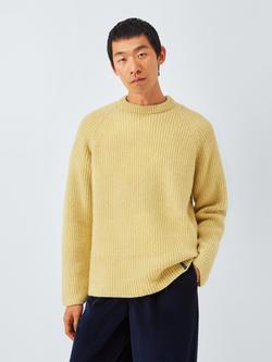John Lewis Closed Loop Initiative Recycled Wool Crew Neck Ribbed Jumper - view 2, Yellow