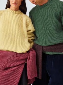 John Lewis Closed Loop Initiative Recycled Wool Crew Neck Ribbed Jumper, Yellow