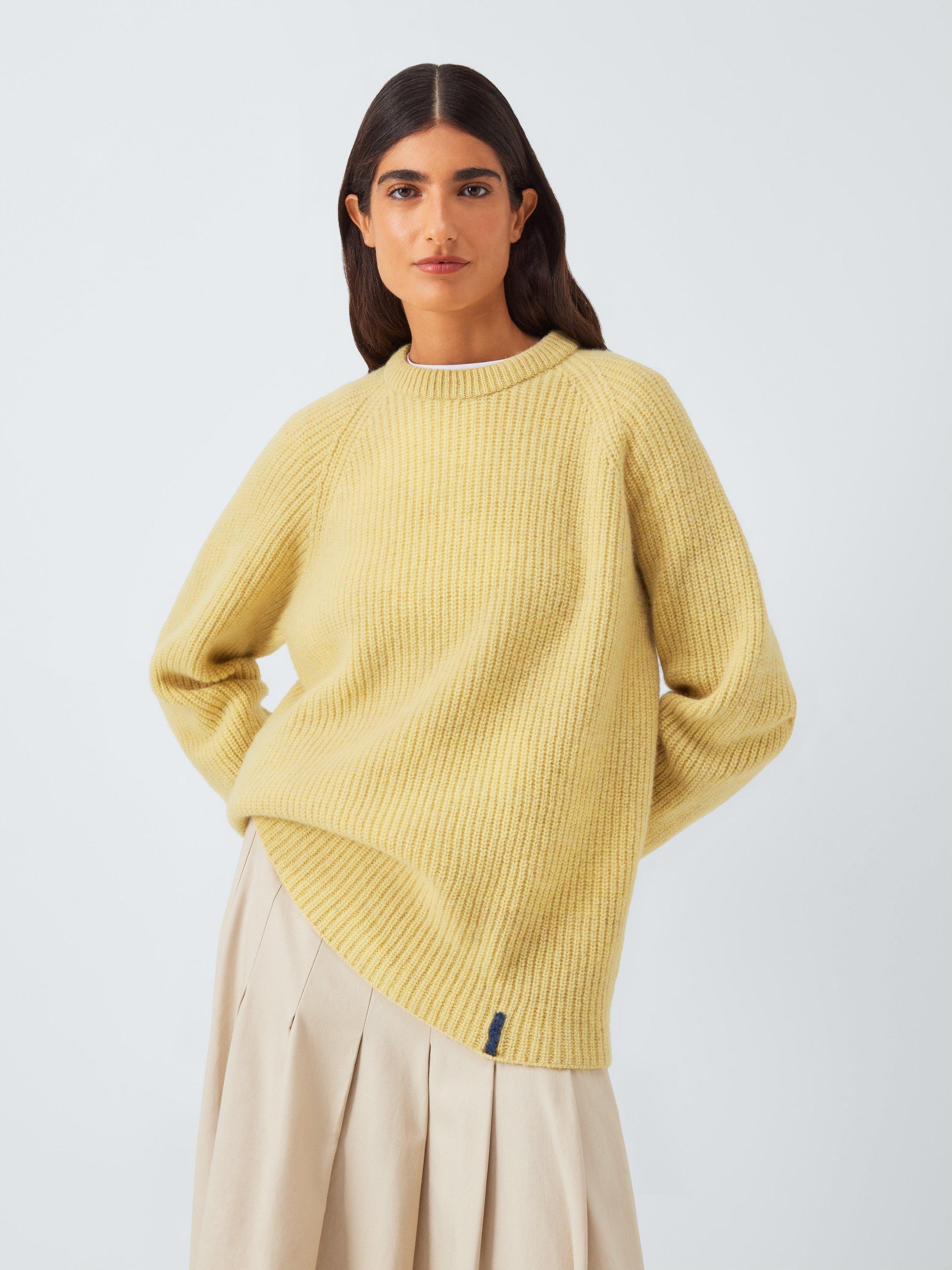 Product image 6 of 7, which shows John Lewis Closed Loop Initiative Recycled Wool Crew Neck Ribbed Jumper, Yellow, XS
