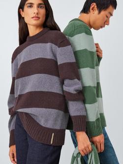 John Lewis Closed Loop Initiative Recycled Wool Crew Neck Stripe Jumper, Green/ Blue