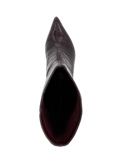 Dune London Olette Leather Reptile Effect Pointed Toe Calf Boots, Burgundy - view 2, Burgundy