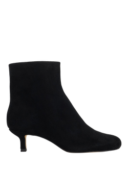 Dune London Orina Suede Asymetric Kitten Heel Ankle Boots, Black