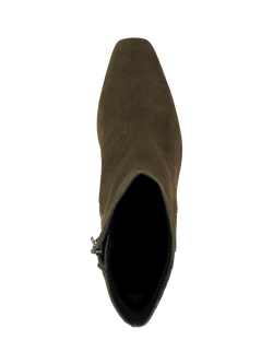 Dune London Ovation Suede High Heel Ankle Boots, Khaki - view 2, Khaki