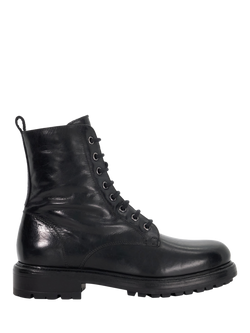 Dune London Patley Leather Chunky Lace Up Ankle Boots, Black