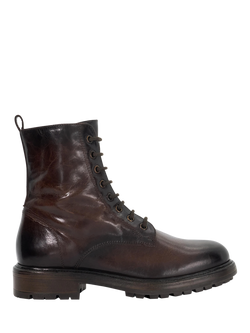 Dune London Patley Leather Chunky Lace Up Ankle Boots, Dark Brown