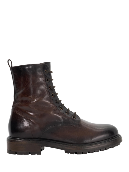 Dune London Patley Leather Chunky Lace Up Ankle Boots, Dark Brown