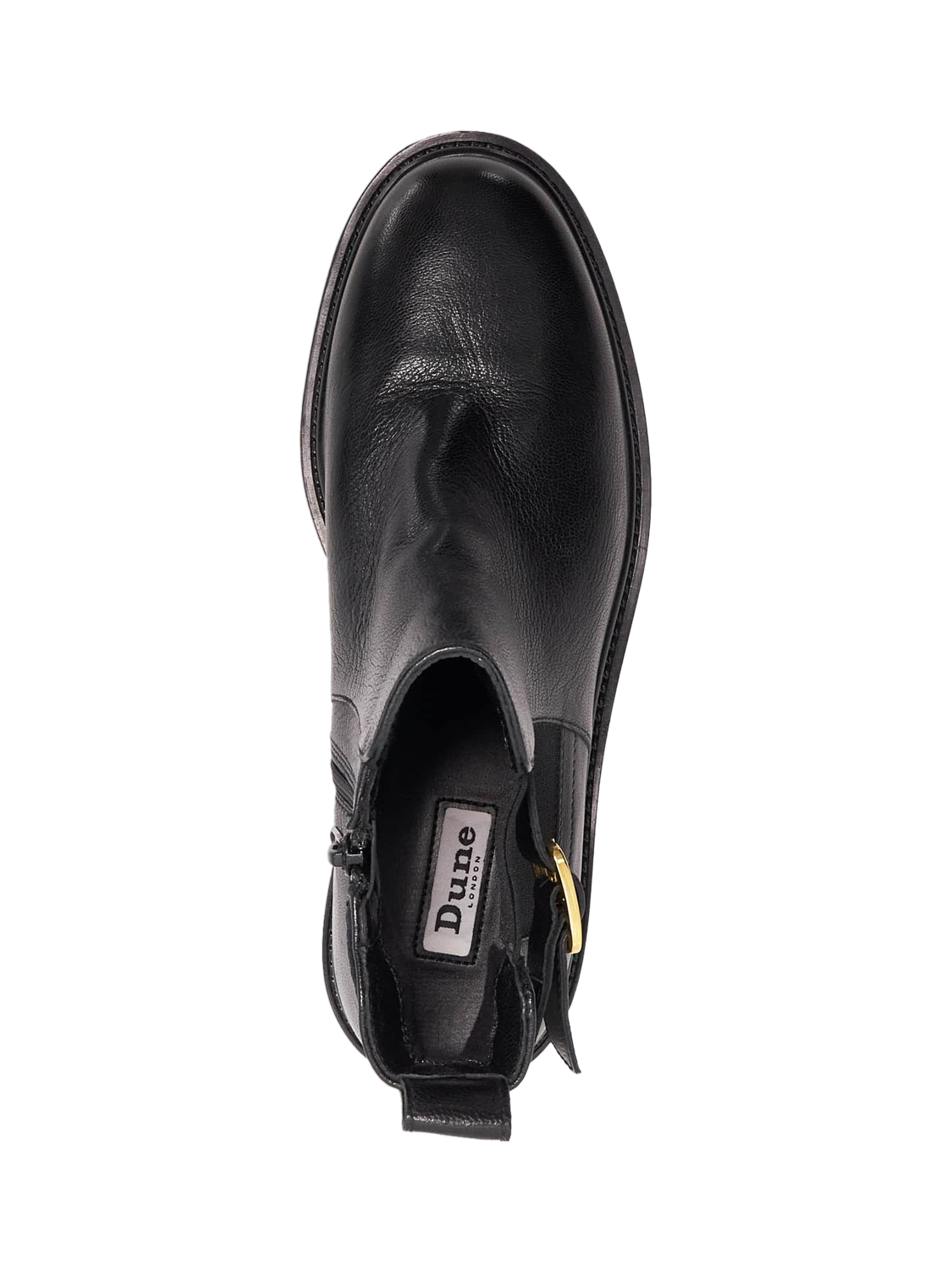 Product image 2 of 5, which shows Dune London Paused Leather Buckle Ankle Boots, Black, EU36