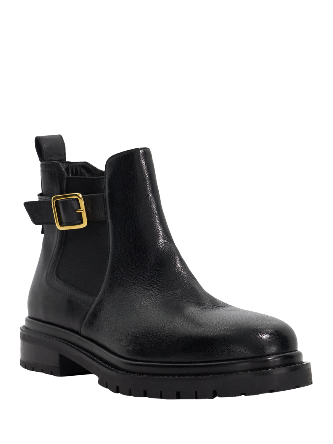 Product image 3 of 5, which shows Dune London Paused Leather Buckle Ankle Boots, Black, EU36