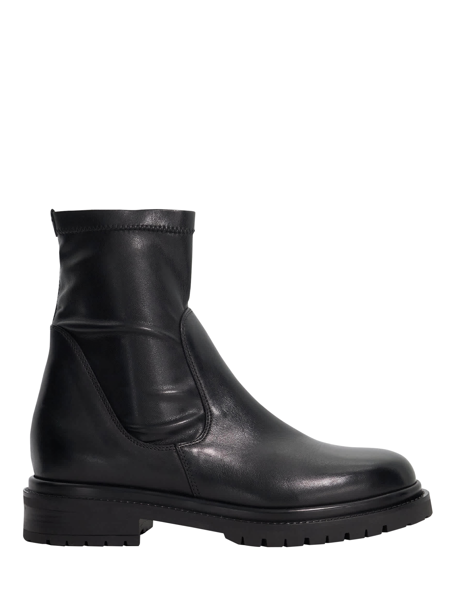 Product image 1 of 5, which shows Dune London Pelano Leather Chunky Pull On Ankle Boots, Black, EU36