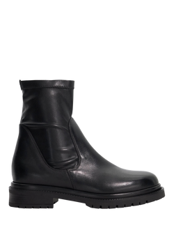 Dune London Pelano Leather Chunky Pull On Ankle Boots, Black, Black