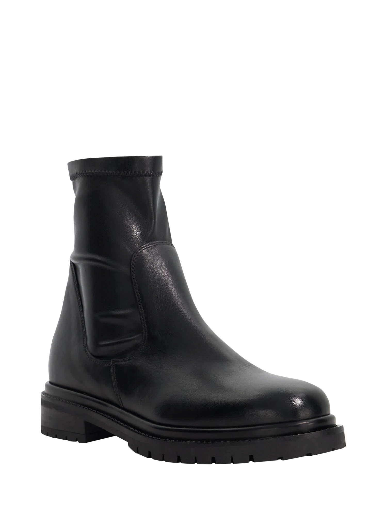 Product image 3 of 5, which shows Dune London Pelano Leather Chunky Pull On Ankle Boots, Black, EU36