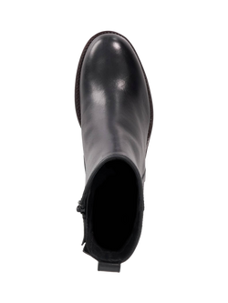 Dune London Peline Leather Block Heel Ankle Boots, Black - view 2, Black