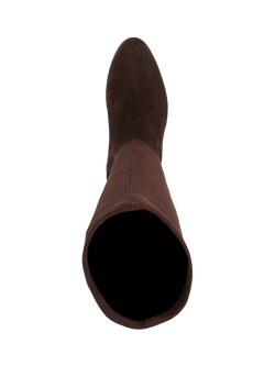 Dune London Simple Microfibre Almond Toe Block Heel Boots, Brown - view 2, Brown