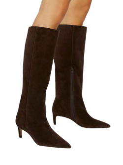 Dune London Smoothly Suede Calf Boots, Brown - view 2, Brown
