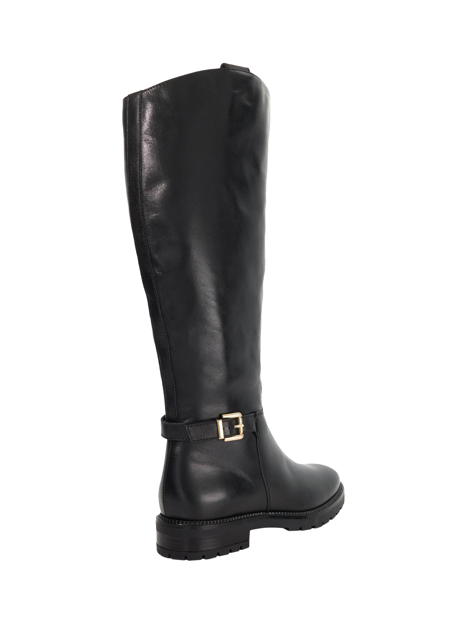 Product image 4 of 5, which shows Dune London Tabbey Leather Buckle Knee High Boots, Black, EU36