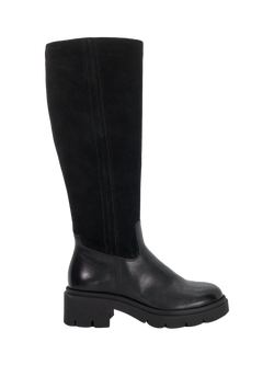 Dune London Tallon Suede Knee High Boots, Black, Black
