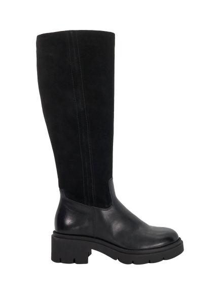 Dune London Tallon Suede Knee High Boots, Black, Black