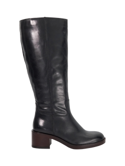 Dune London Tammies Leather Chunky Knee High Boots, Black, Black