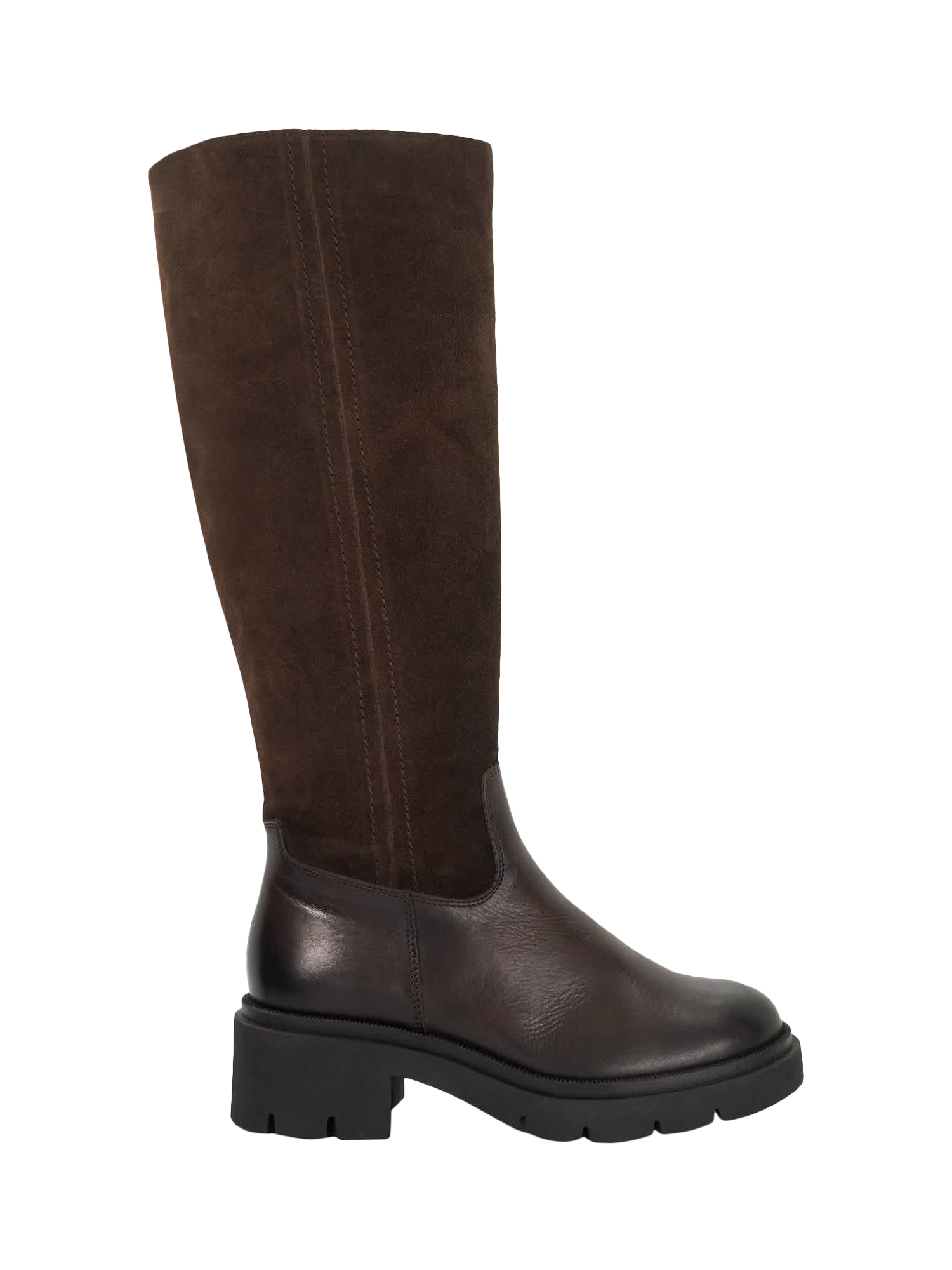 Product image 1 of 5, which shows Dune London Tallon Suede Knee High Boots, Brown, EU36