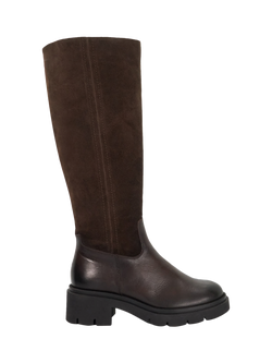 Dune London Tallon Suede Knee High Boots, Brown, Brown