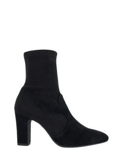 Dune London Optilly Wide Fit Suede Almond Toe Sock Boots, Black, Black