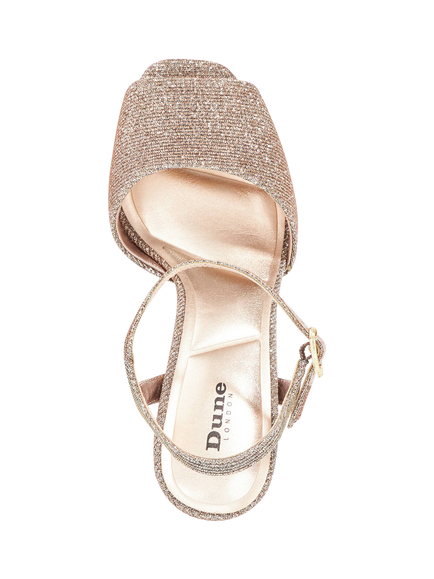 Dune London Mayci Glitter Heeled Platform Sandal, Bronze - view 2, Bronze
