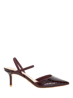 Dune London Classical Leather Stiletto Heeled Court Shoes, Burgundy, Burgundy