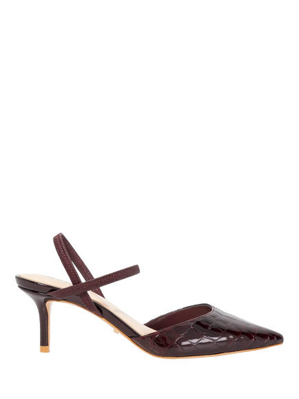 Dune London Classical Leather Stiletto Heeled Court Shoes, Burgundy, Burgundy