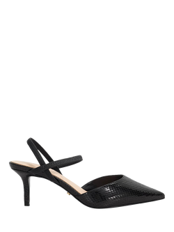 Dune London Wide Fit Classical Open Court Shoes, Black, Black