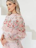 Maya Deluxe Embroidered Tulle Maxi Dress, Pale Peach