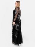 Maya Deluxe Embellished Floral Overlay Dress, Black