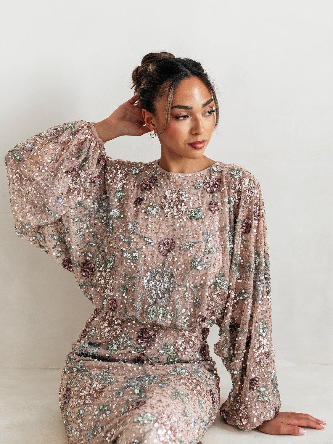 Product image 2 of 7, which shows Maya Deluxe Embellished Blouson Maxi Dress, Multi, 6