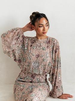 Maya Deluxe Embellished Blouson Maxi Dress, Multi - view 2, Multi